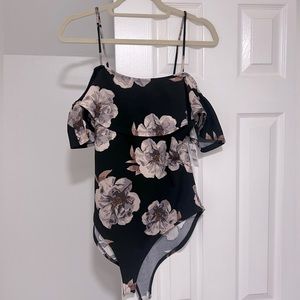 Charlotte Russe Floral Off the Shoulder Bodysuit